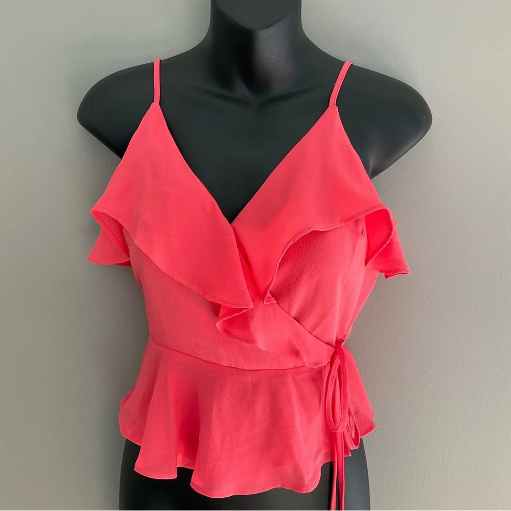 Pink Lily, coral ruffled croptop, EUC - Picture 2 of 5